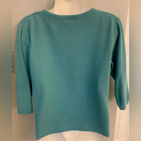 Marchetta Cotton Cardigan Sweater Top Teal Blue Green Women’s S Small 4-6 EUC - Picture 2 of 5